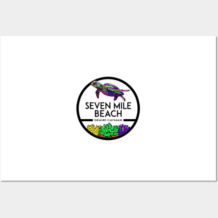 Seven Mile Beach Grand Cayman Islands Sea Turtle Posters and Art